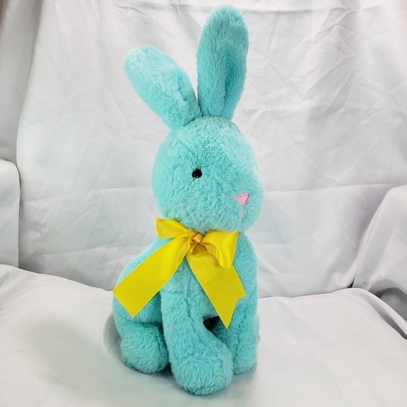 Animal Adventure Turquoise Blue Bunny Rabbit Plush Stuffed Toy 12 Inch 2021 Bow - Picture 1 of 11